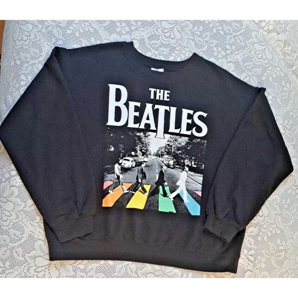 Beatles Sweatshirt‎ Abbey Road XXL Black Classic Rock Pullover Album Cover Pic